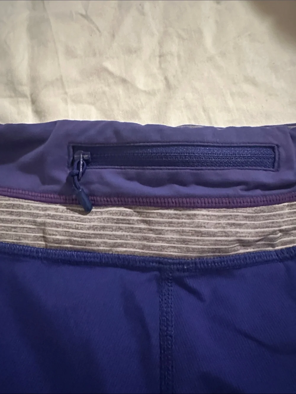 lululemon athletica Deep Blue Athletic Shorts with Gray Waistband